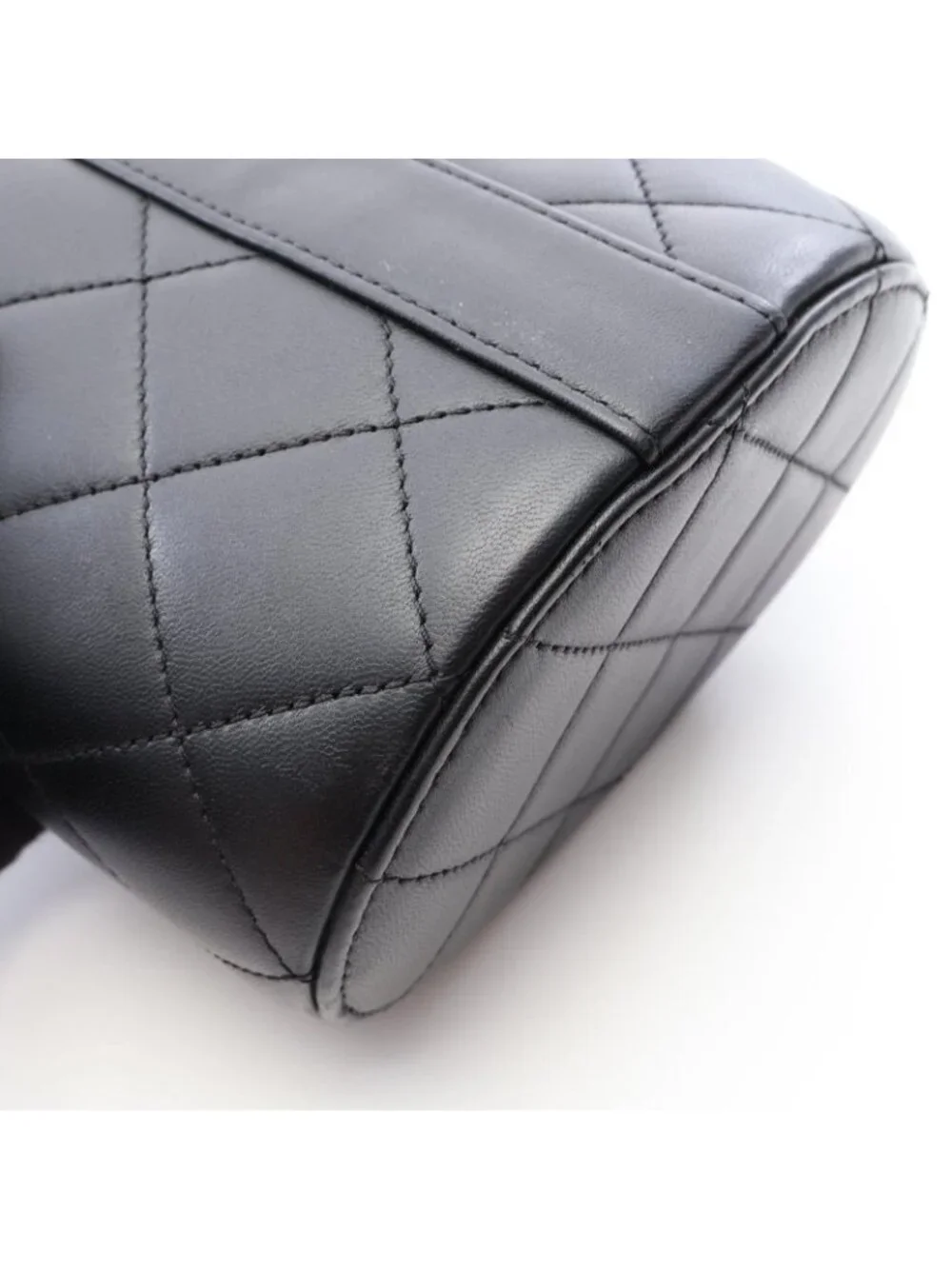 Chanel Shoulder Bag Quilted Black Lambskin Vanity Chain